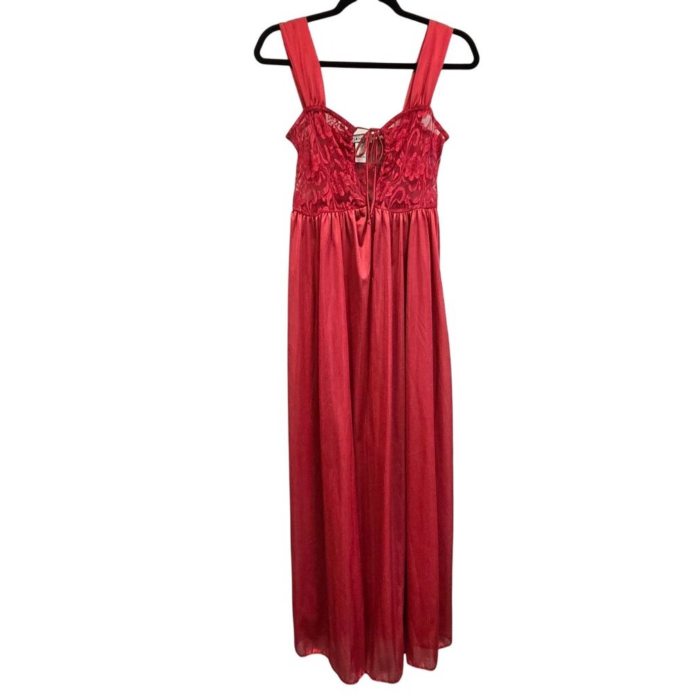 Vintage M Elegant Red‎ Lace Overlay Sleeveless Maxi Gown Coquette Devilcore